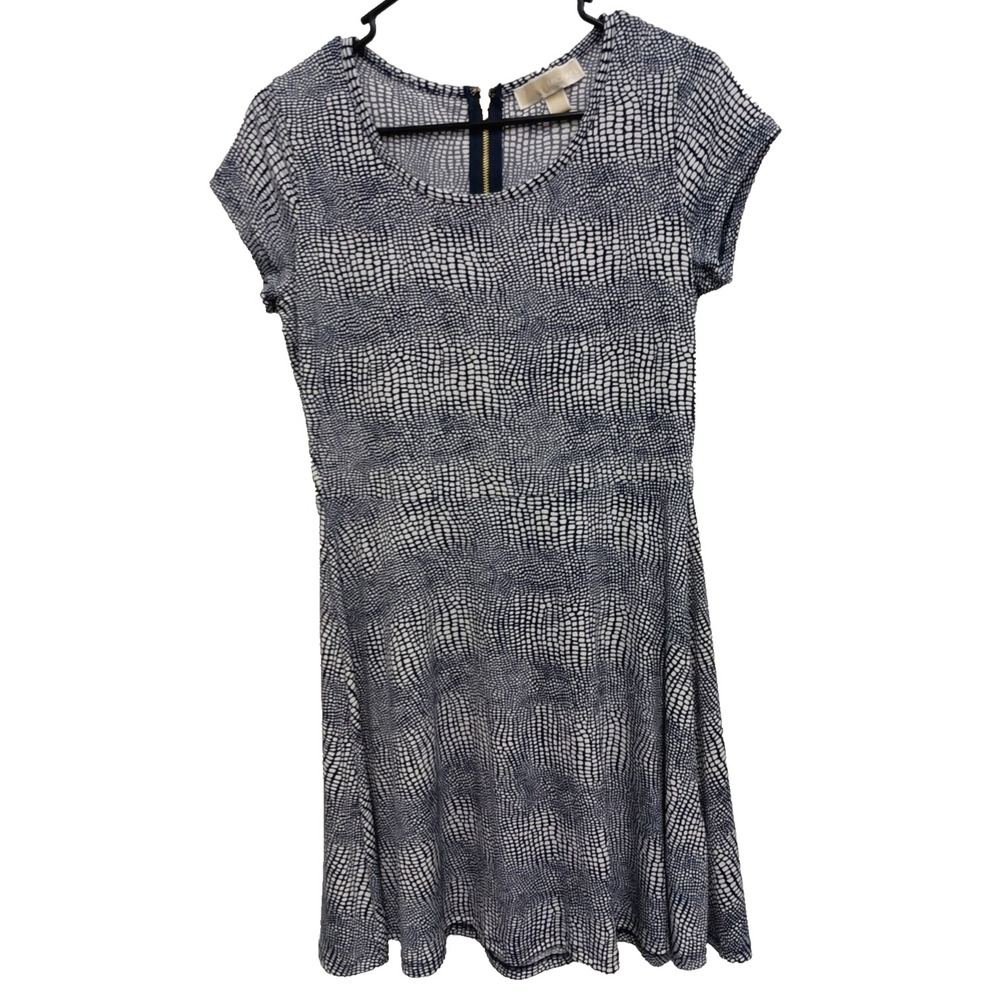 Michael Michael Kors Mini Dress Womens Medium Petite Navy Animal Print Casual